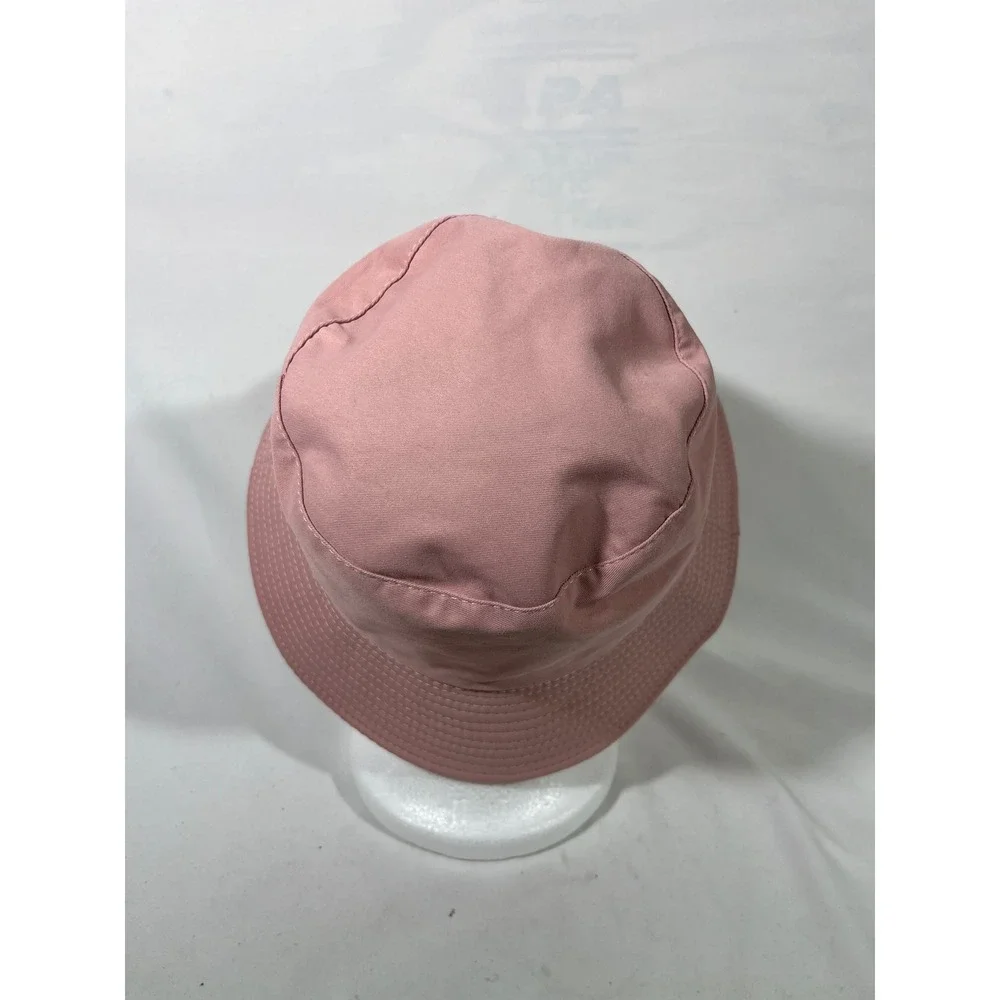 Kids Pink Bucket Hat Happy Face Embroidered Cotton Sun Hat Beach‎ Vacay Resort